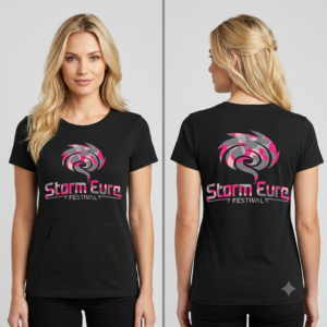 Tee-Shirt Noir - Femme - Logo Rose